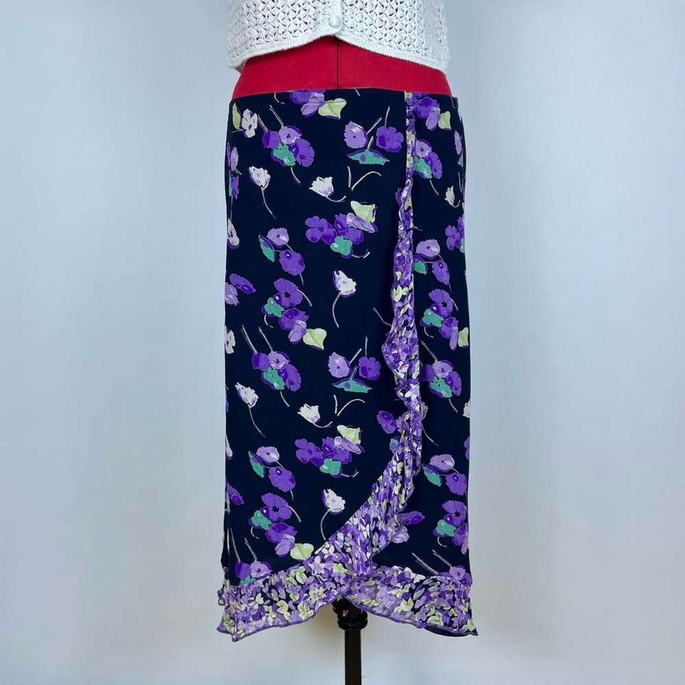 Y2K Floral Ruffle Midi Skirt